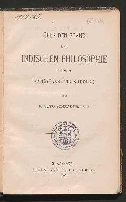 Vorschaubild von Über den Stand der indischen Philosophie zur Zeit Mahāvīras und Buddhas