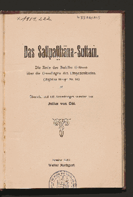 Vorschaubild von Das Satipaṭṭhāna-Suttaṁ