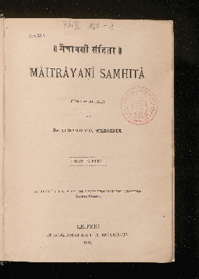 Vorschaubild von [Māitrāyaṇi Saṃhitā]