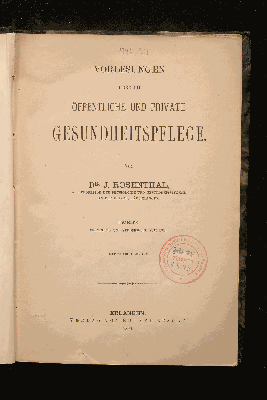 Vorschaubild von Vorlesungen über die öffentliche und private Gesundheitspflege