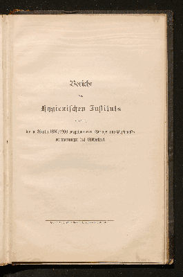 Vorschaubild von Bericht des Hygienischen Instituts betreffend die im Winter 1899/1900 vorgenommenen Geruchs- und Geschmacksveränderungen des Elbwassers