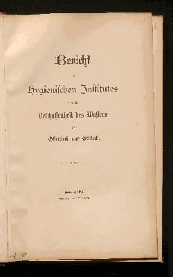 Vorschaubild von Bericht des Hygienischen Instituts über die Beschaffenheit des Wassers der Osterbek und Eilbek