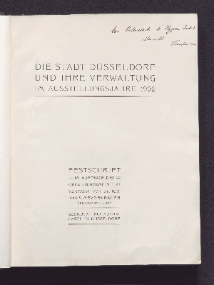 Vorschaubild von Die Stadt Düsseldorf und ihre Verwaltung im Ausstellungsjahre 1902