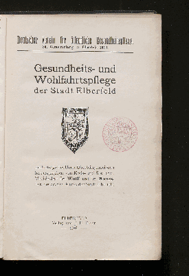 Vorschaubild von Gesundheits- und Wohlfahrtspflege der Stadt Elberfeld