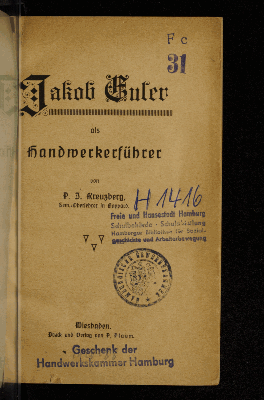 Vorschaubild von Jakob Euler als Handwerkführer