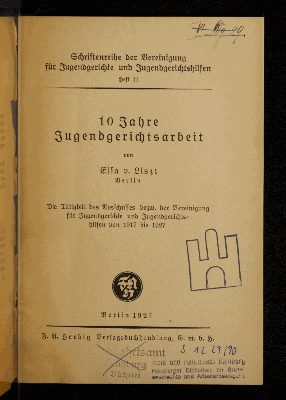 Vorschaubild von 10 Jahre Jugendgerichtsarbeit