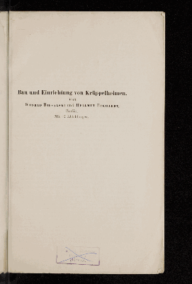 Vorschaubild von Bau und Einrichtung von Krüppelheimen