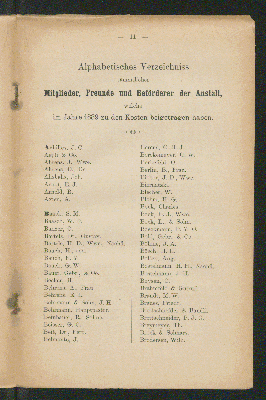 Vorschaubild von Alphabetisches Verzeichniss
sämmtlicher
Mitglieder, Freunde und Beförderer der Anstalt
welche 
im Jahre 1889 zu den Kosten beigetragen haben.