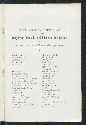 Vorschaubild von Alphabetisches Verzeichnis 
sämtlicher 
Mitglieder, Freunde und Förderer der Anstalt
welche
im Jahr 1908 zu den Kosten beigetragen haben.