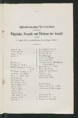 Vorschaubild von Alphabetisches Verzeichnis
sämtlicher
Mitglieder, Freunde, Förderer der Anstalt
welche 
im Jahr 1913 zu den Kosten beigetragen haben.