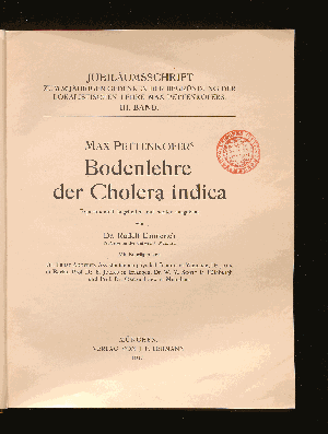 Vorschaubild von Max Pettenkofer's Bodenlehre der Cholera indica