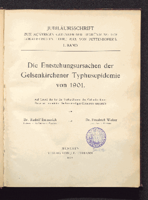 Vorschaubild von Die Entstehungsursachen der Gelsenkirchener Typhusepidemie von 1901