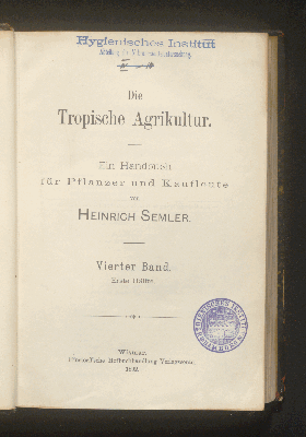 Vorschaubild von [Die tropische Agrikultur]