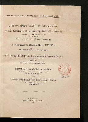 Vorschaubild von [Die Cholera-Epidemie des Jahres 1873 in Norddeutschland, sowie allgemeine Darstellung der Cholera-Epidemie des Jahres 1873 in Deutschland]