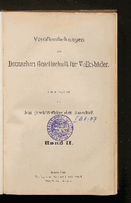 Vorschaubild von [Veröffentlichungen der Deutschen Gesellschaft für Volksbäder]