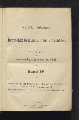 Vorschaubild von [Veröffentlichungen der Deutschen Gesellschaft für Volksbäder]