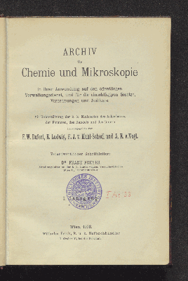 Vorschaubild von [Archiv für Chemie und Mikroskopie in ihrer Anwendung auf den öffentlichen Verwaltungsdienst und für die einschlägigen Gesetze, Verordnungen und Judikate]