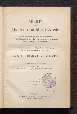 Vorschaubild von [Archiv für Chemie und Mikroskopie in ihrer Anwendung auf den öffentlichen Verwaltungsdienst und für die einschlägigen Gesetze, Verordnungen und Judikate]