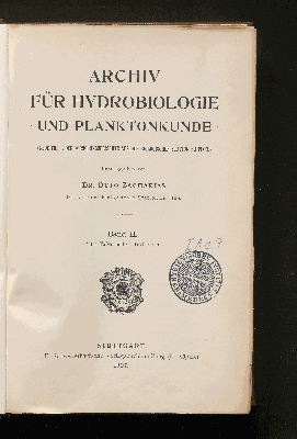 Vorschaubild von [Archiv für Hydrobiologie und Planktonkunde]