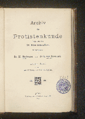 Vorschaubild von [Archiv für Protistenkunde]