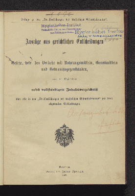 Vorschaubild von [Auszüge aus gerichtlichen Entscheidungen, betreffend den Verkehr mit Nahrungsmitteln, Genußmitteln und Gebrauchsgegenständen]