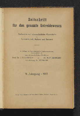 Vorschaubild von [Zeitschrift für das gesamte Getreidewesen]