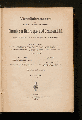 Vorschaubild von [Vierteljahresschrift über die Fortschritte auf dem Gebiete der Chemie der Nahrungs- und Genußmittel, der Gebrauchsgegenstände sowie der hierher gehörenden Industriezweige]