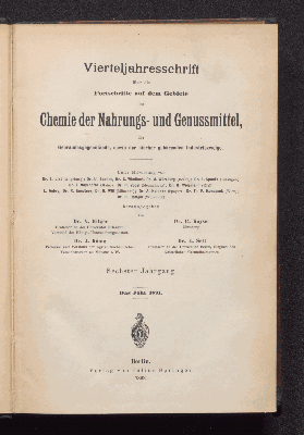 Vorschaubild von [Vierteljahresschrift über die Fortschritte auf dem Gebiete der Chemie der Nahrungs- und Genußmittel, der Gebrauchsgegenstände sowie der hierher gehörenden Industriezweige]