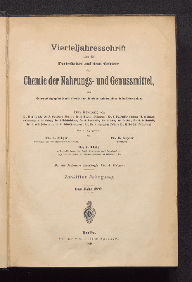 Vorschaubild von [Vierteljahresschrift über die Fortschritte auf dem Gebiete der Chemie der Nahrungs- und Genußmittel, der Gebrauchsgegenstände sowie der hierher gehörenden Industriezweige]