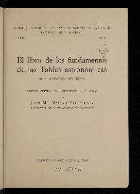 Vorschaubild von El libro de los fundamentos de las tablas astronómicas de R. Abraham Ibn 'Ezra