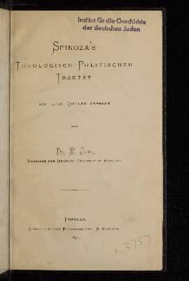 Vorschaubild von Spinoza's theologisch-politischer Traktat