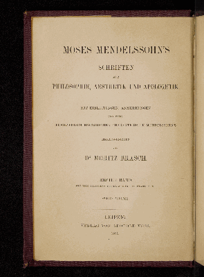 Vorschaubild von Moses Mendelssohn's Schriften zur Metaphysik und Ethik sowie zur Religionsphilosophie