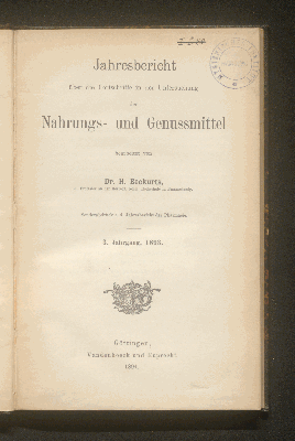 Vorschaubild von [Jahresbericht über die Fortschritte in der Untersuchung der Nahrungs- und Genußmittel]