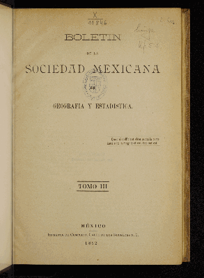 Vorschaubild von [Boletín de la Sociedad Mexicana de Geografía y Estadística]