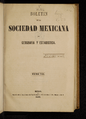 Vorschaubild von [Boletín de la Sociedad Mexicana de Geografía y Estadística]