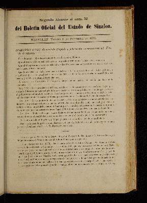 Vorschaubild von Segundo Alcance al num. 32 del Boletin Oficial del Estado de Sinaloa.