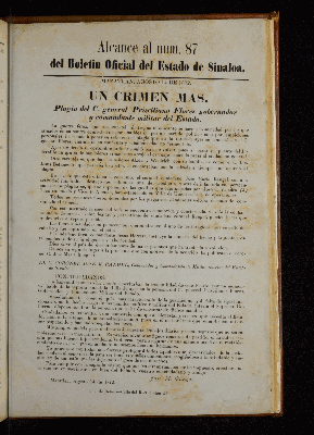 Vorschaubild von Alcance al Num. 87 del Boletin Oficial del Estado de Sinaloa.