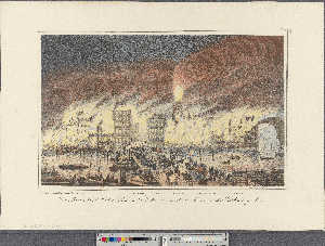 Vorschaubild von Der Brand der St. Nicolai-Kirche in in der Nacht vom 5ten auf den 6ten Mai 1842, von der Holzbrücke gesehen
(Hamburg's Vergangenheit in bildlichen Darstellungen ; II,11b/f)