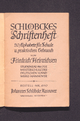 Vorschaubild von Schlöbckes Schriftenheft
