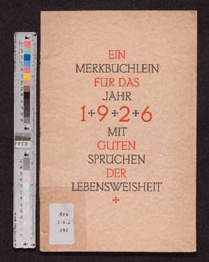 Vorschaubild von Ein Merkbüchlein für das Jahr 1926 mit guten Sprüchen der Lebensweisheit