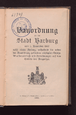 Vorschaubild von Bauordnung für die Stadt Harburg vom 1. November 1907