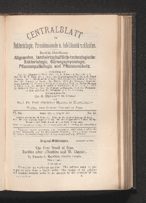 Vorschaubild von [[Zentralblatt für Bakteriologie, Parasitenkunde und Infektionskrankheiten]]