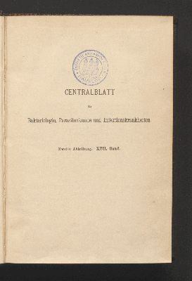 Vorschaubild von [Zentralblatt für Bakteriologie, Parasitenkunde und Infektionskrankheiten]