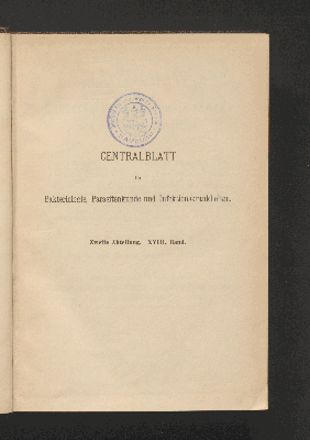 Vorschaubild von [Zentralblatt für Bakteriologie, Parasitenkunde und Infektionskrankheiten]