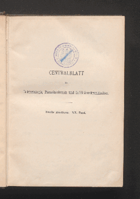 Vorschaubild von [Zentralblatt für Bakteriologie, Parasitenkunde und Infektionskrankheiten]