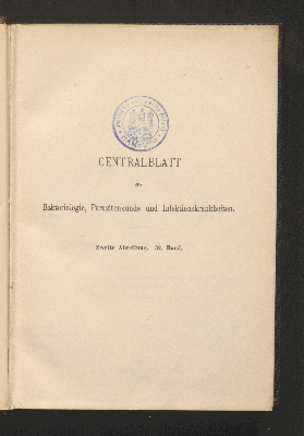 Vorschaubild von [Zentralblatt für Bakteriologie, Parasitenkunde und Infektionskrankheiten]