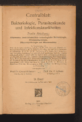 Vorschaubild von [Zentralblatt für Bakteriologie, Parasitenkunde und Infektionskrankheiten]