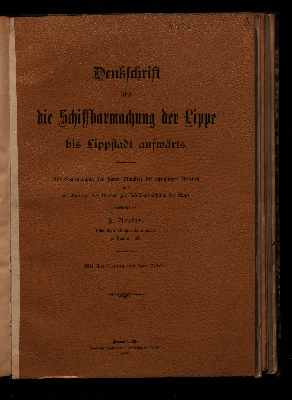 Vorschaubild von Denkschrift über die Schiffbarmachung der Lippe bis Lippstadt auswärts