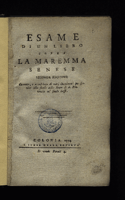 Vorschaubild von Esame di un libro sopra la maremma Senese