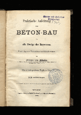 Vorschaubild von Praktische Anleitung zum Béton-Bau für alle Zweige des Bauwesens